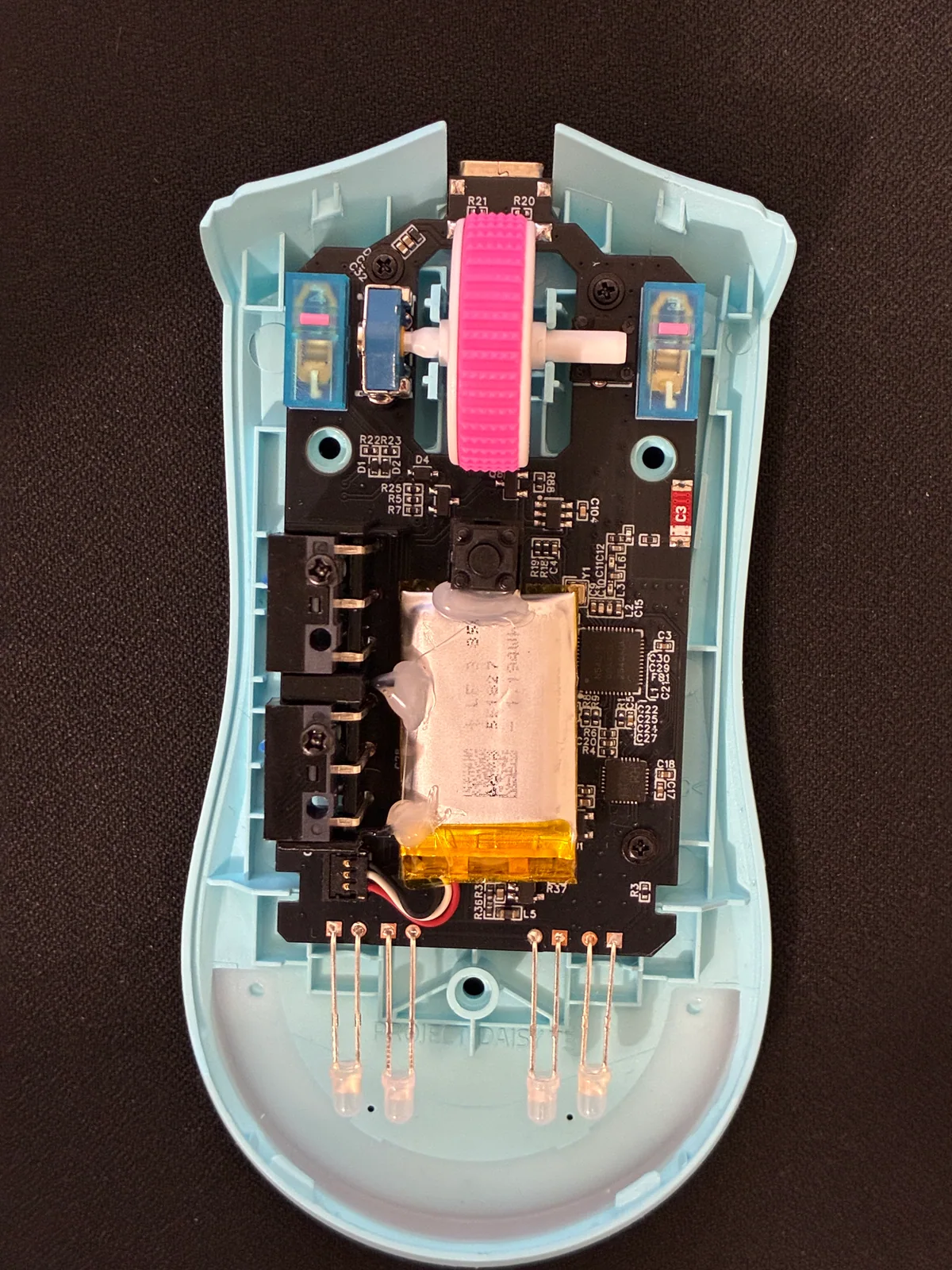 Wireless PCB secured with five screws